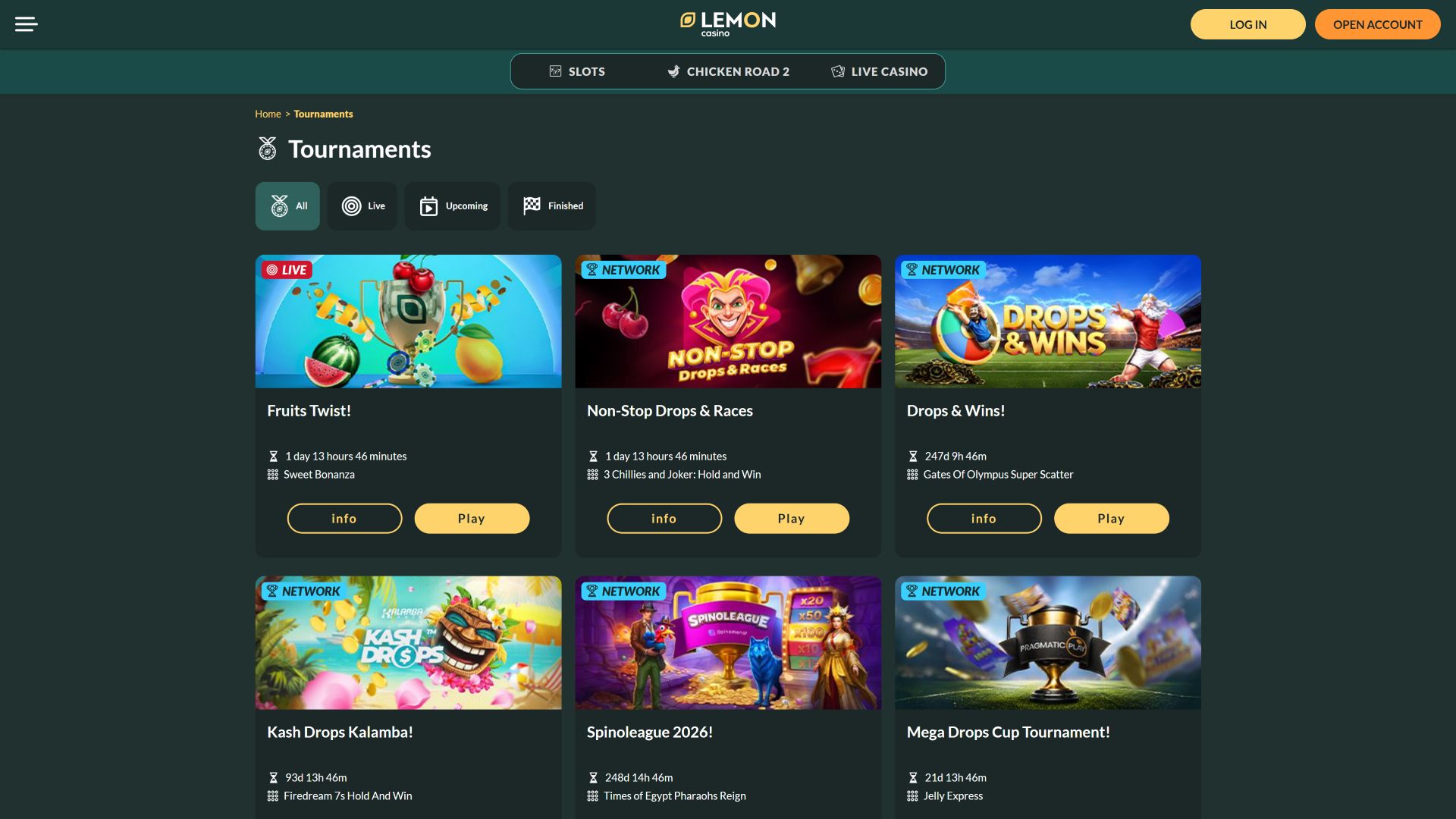 Lemon Casino Desktop Tournaments
