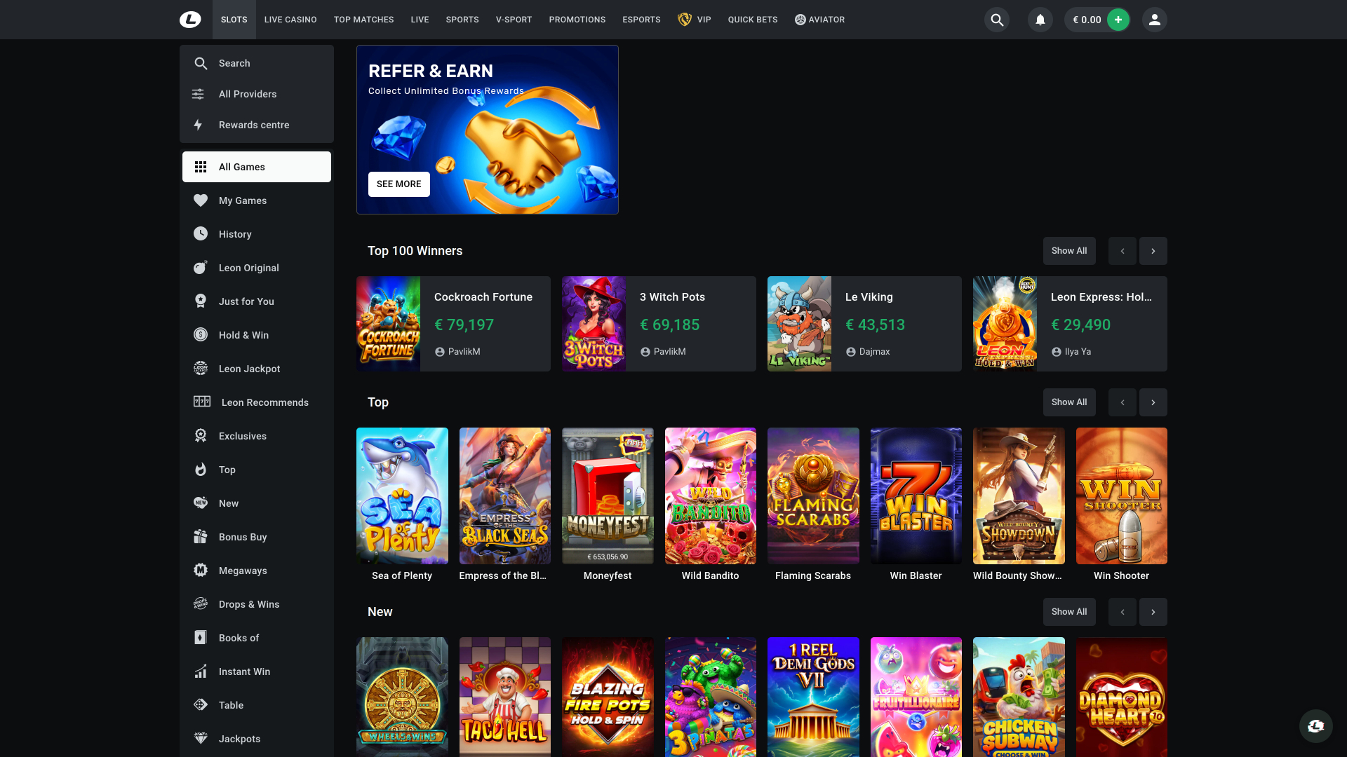 Leon Casino Desktop Games