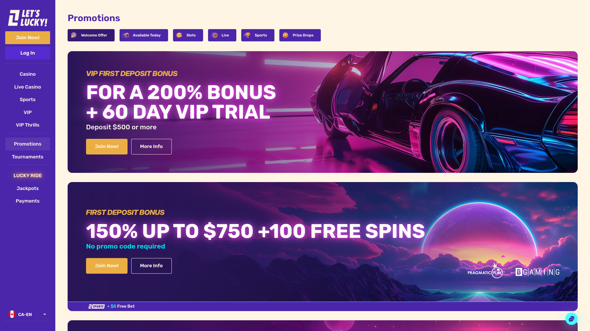 Lets Lucky Casino Desktop Promotions