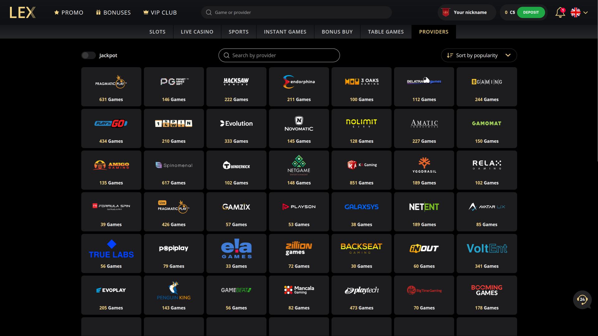 Lex Casino Desktop Game Developers