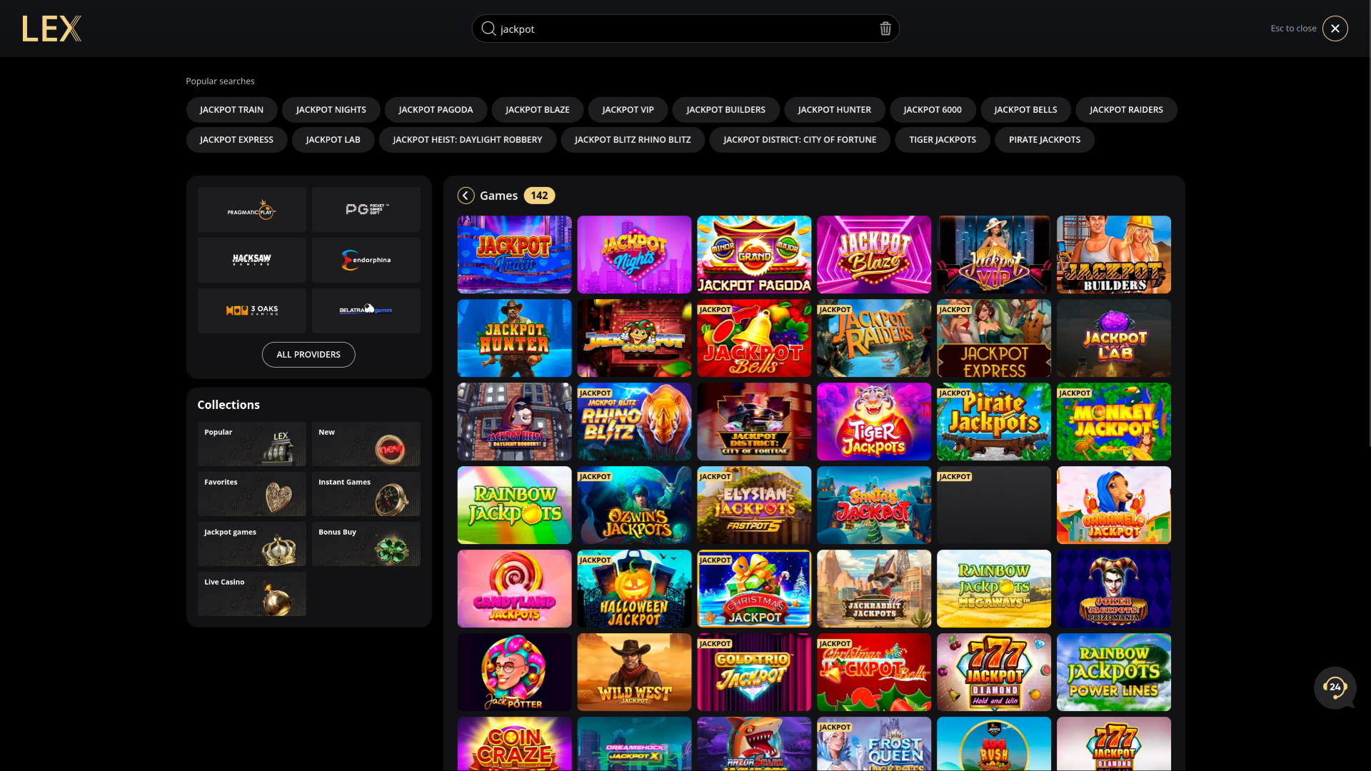 Lex Casino Desktop Jackpot