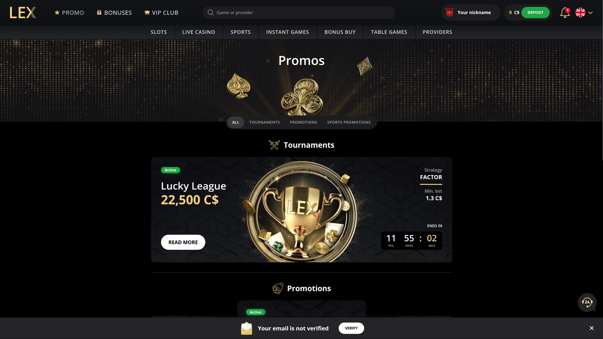 Lex Casino Desktop Promotions