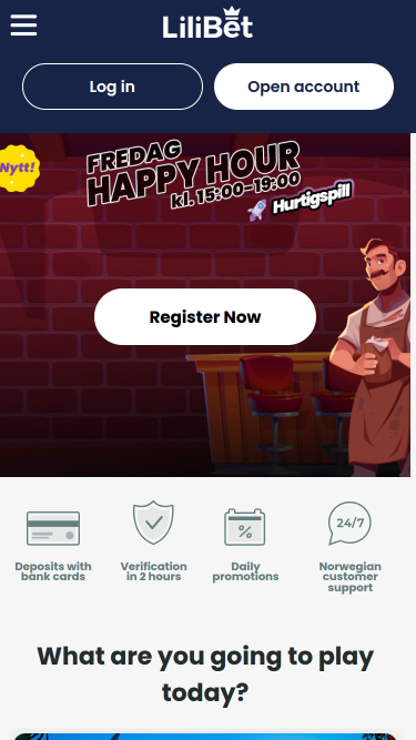 Lilibet Casino Mobile Homepage