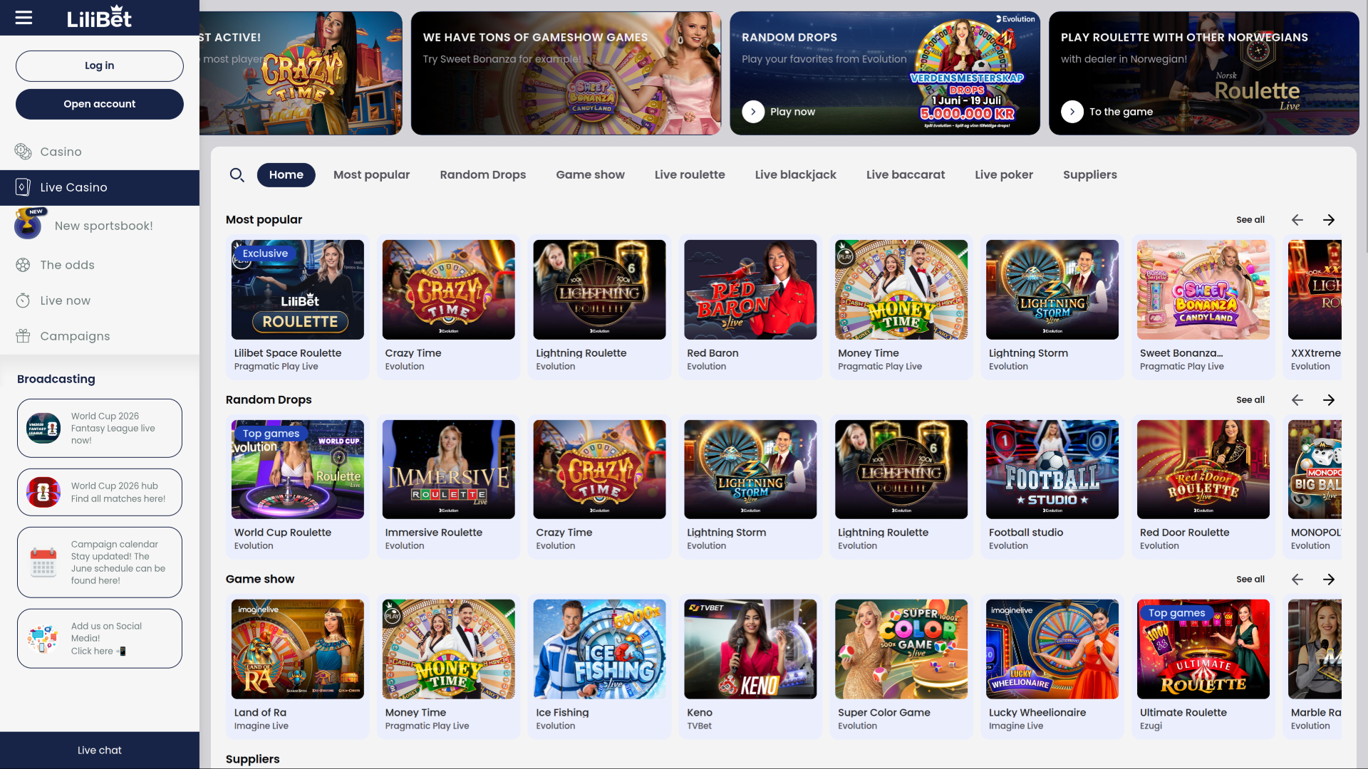 Lilibet Casino Desktop Live Dealer