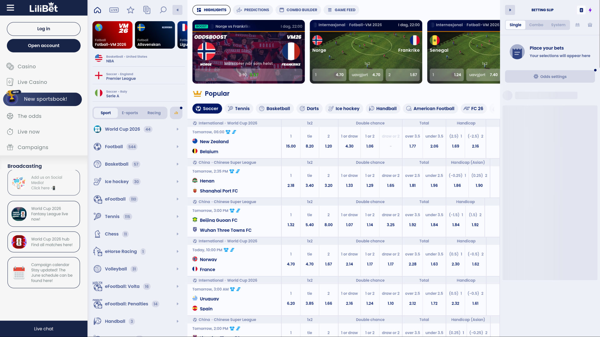 Lilibet Casino Desktop Sports