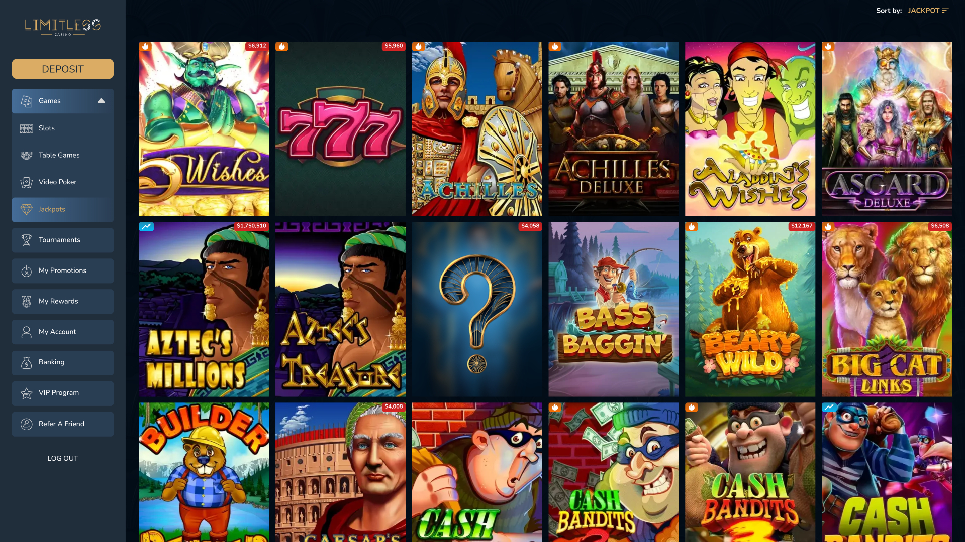 Limitless Casino Desktop Jackpot