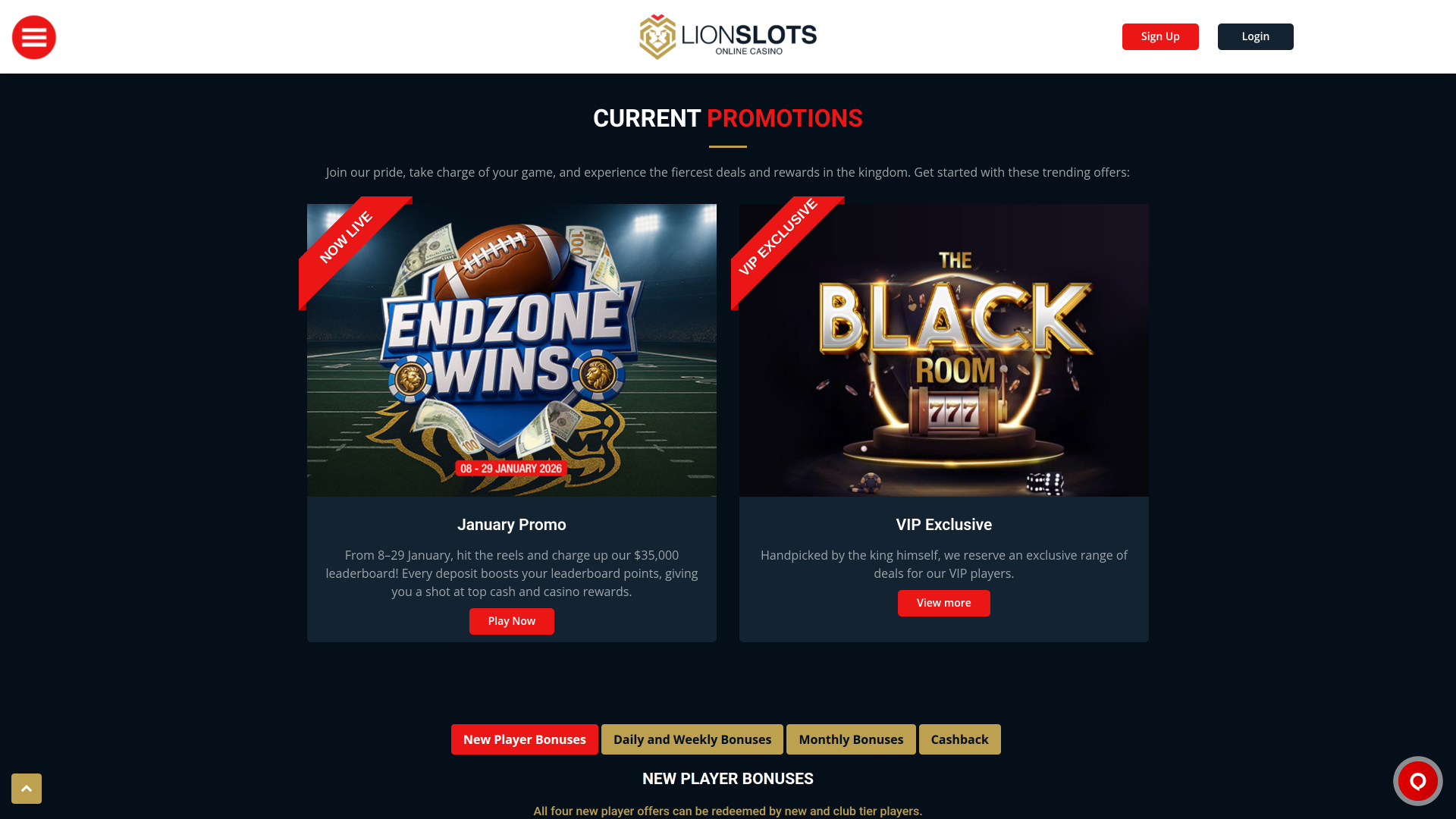 Lion Slots Casino Desktop Promotions