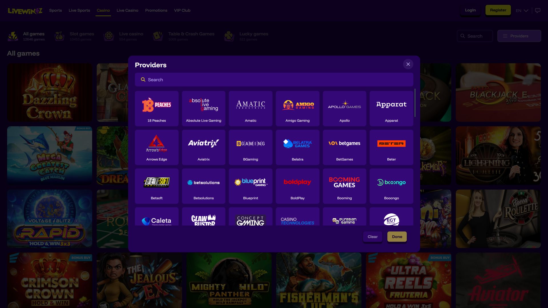 LiveWinz Casino Desktop Game Developers