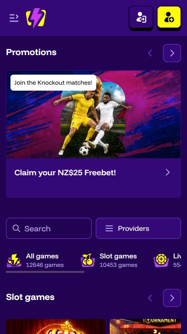 LiveWinz Casino Mobile Homepage
