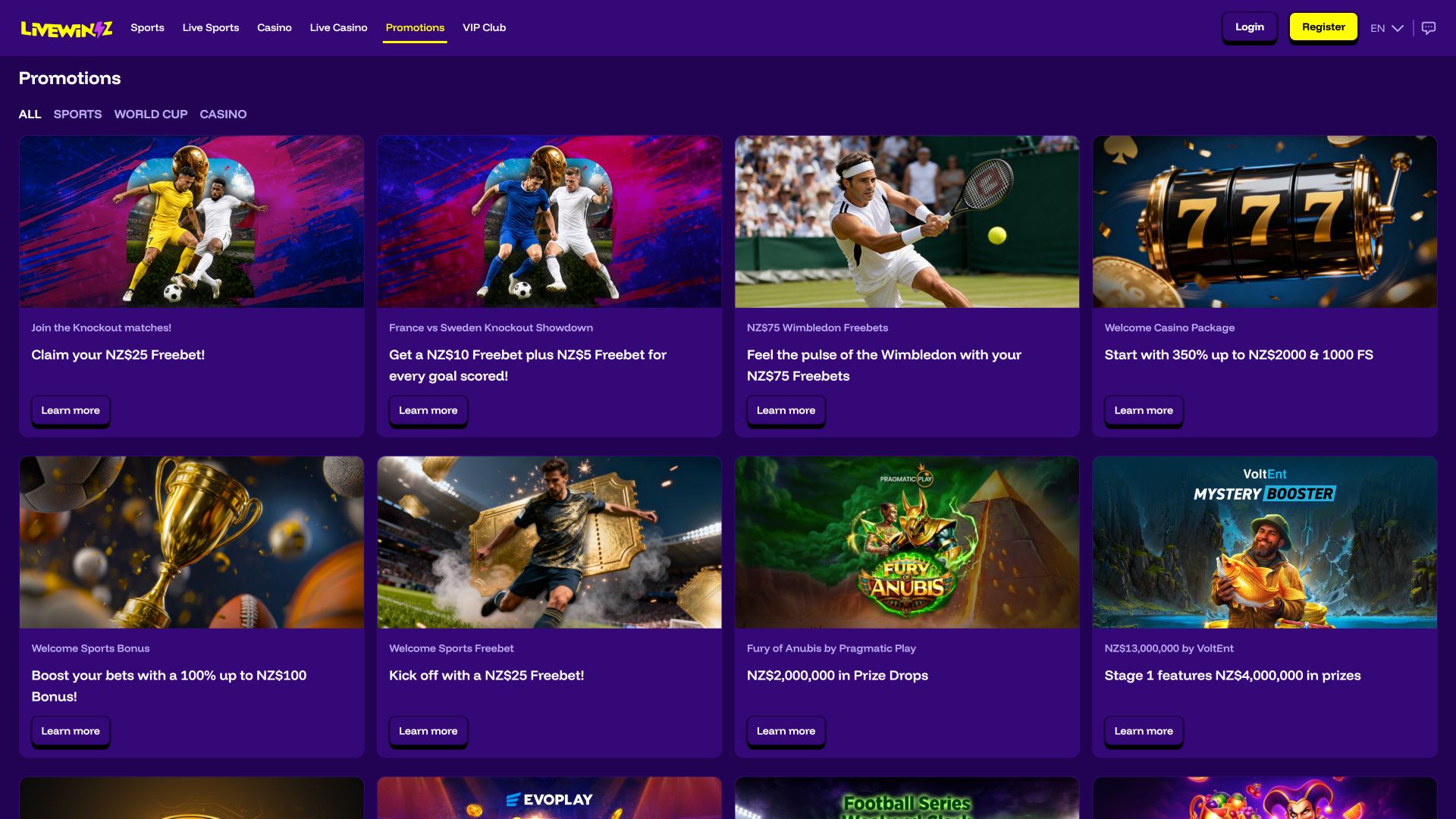 LiveWinz Casino Desktop Promotions