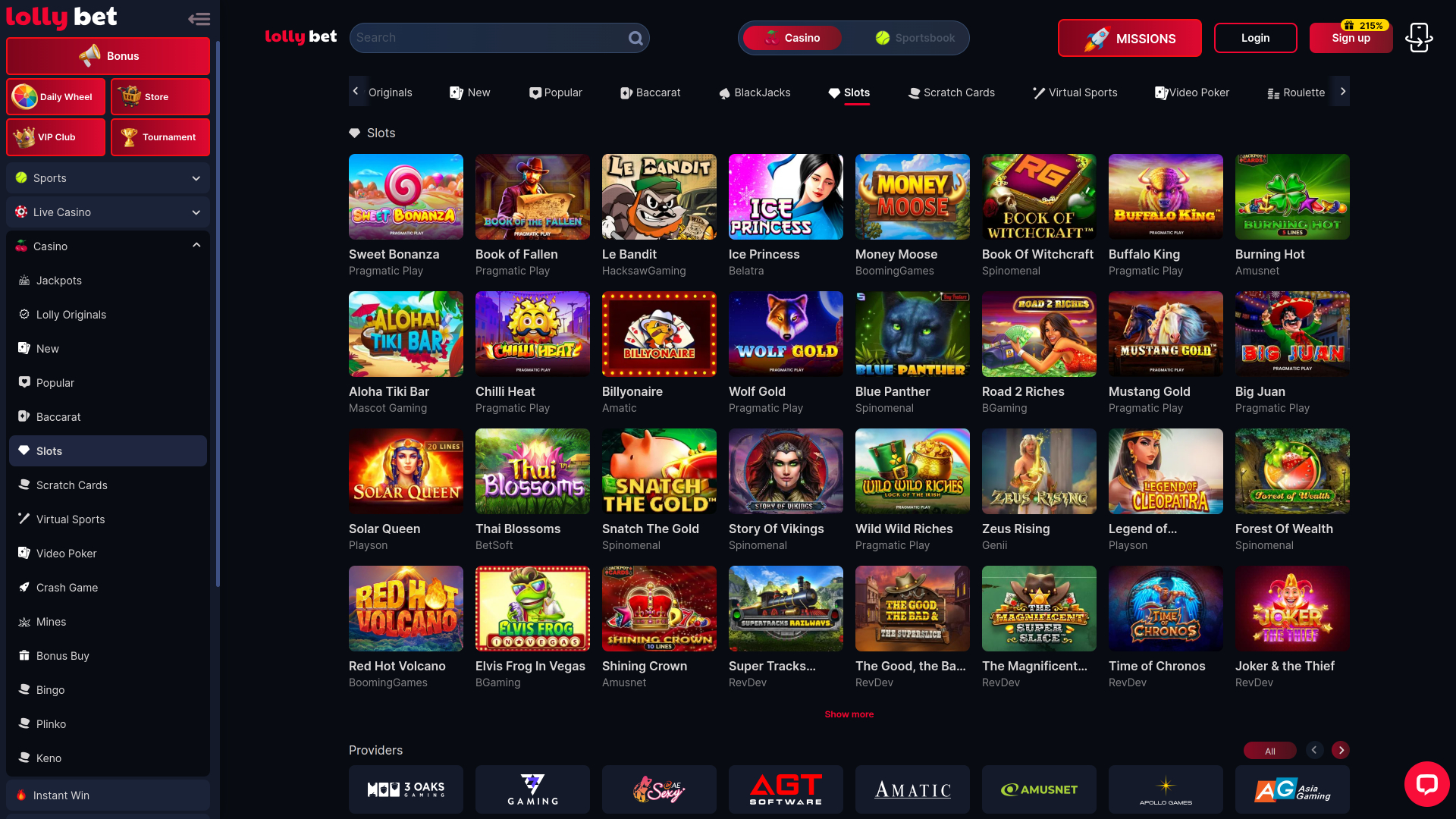 Lollybet Casino Desktop Games
