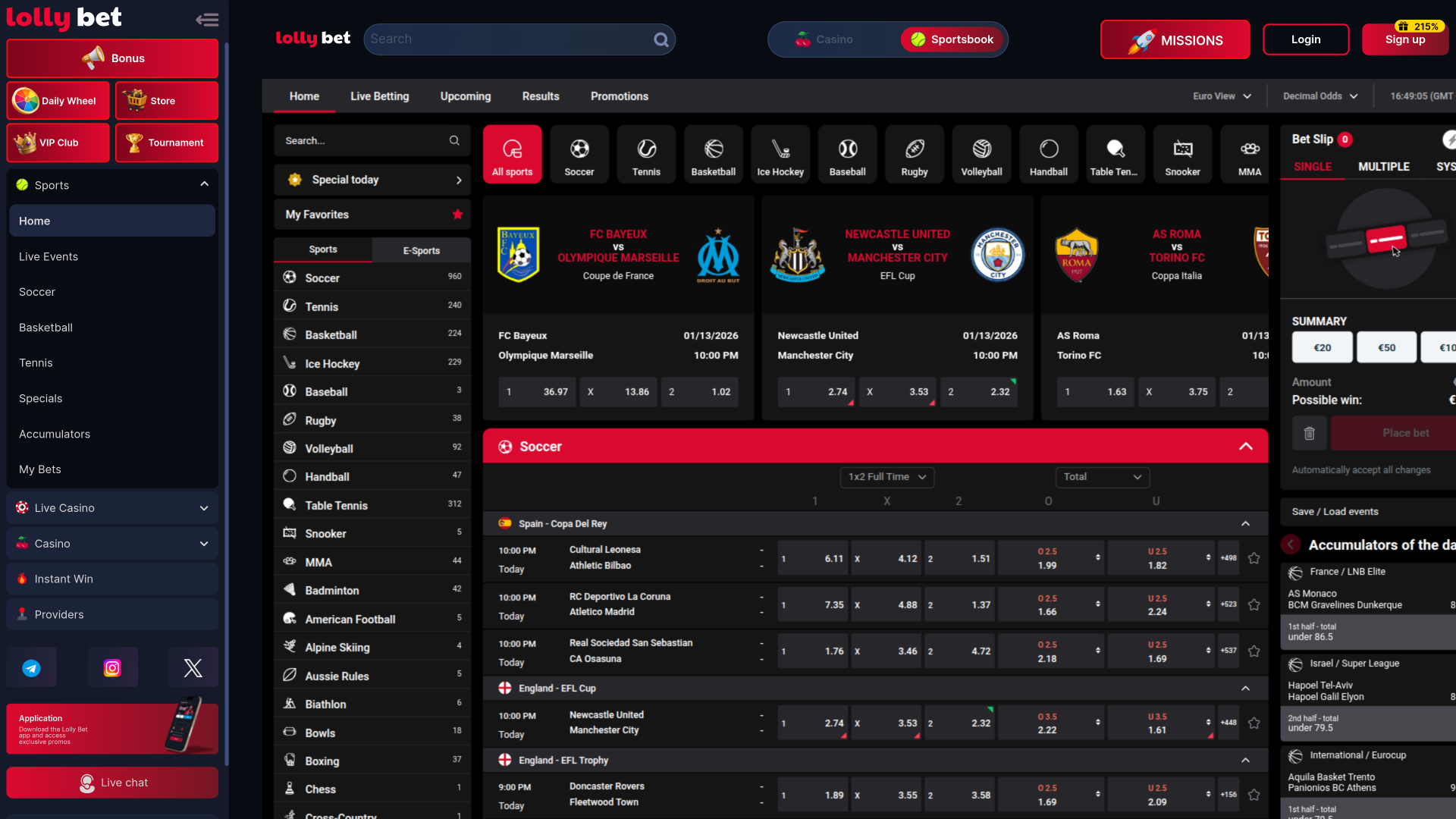 Lollybet Casino Desktop Sports