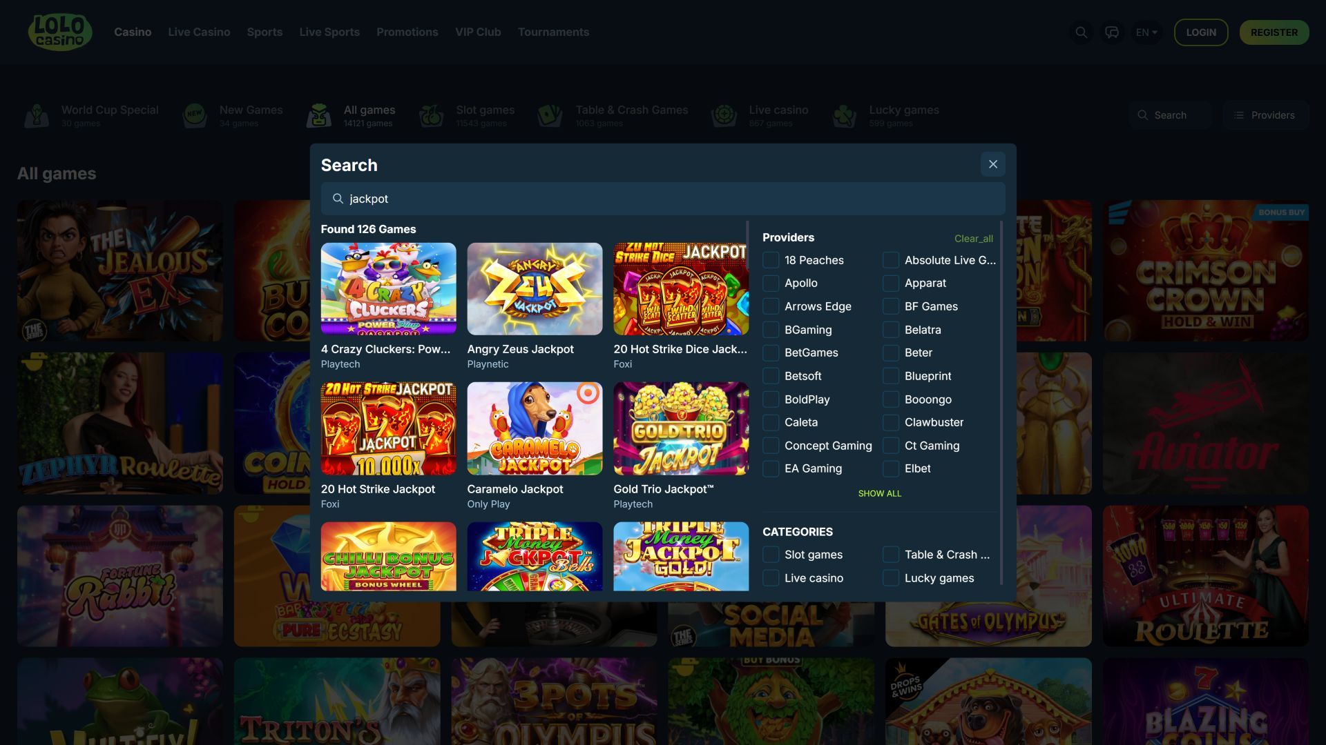 Lolo Casino Desktop Jackpot