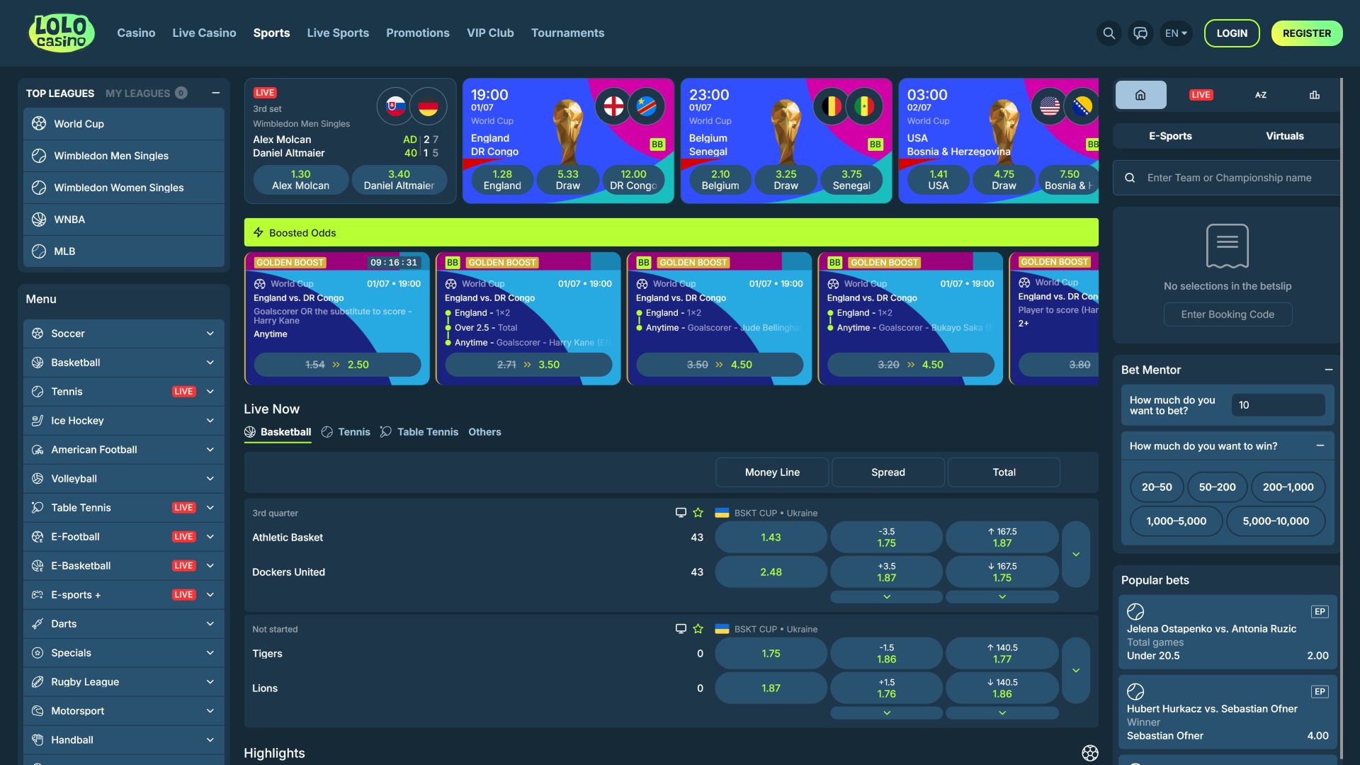 Lolo Casino Desktop Sports