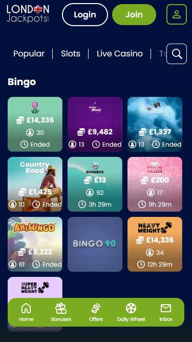 London Jackpots Casino Mobile Bingo