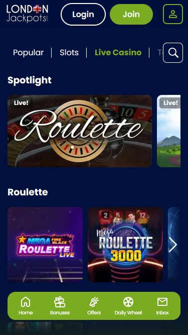 London Jackpots Casino Mobile Live Dealer