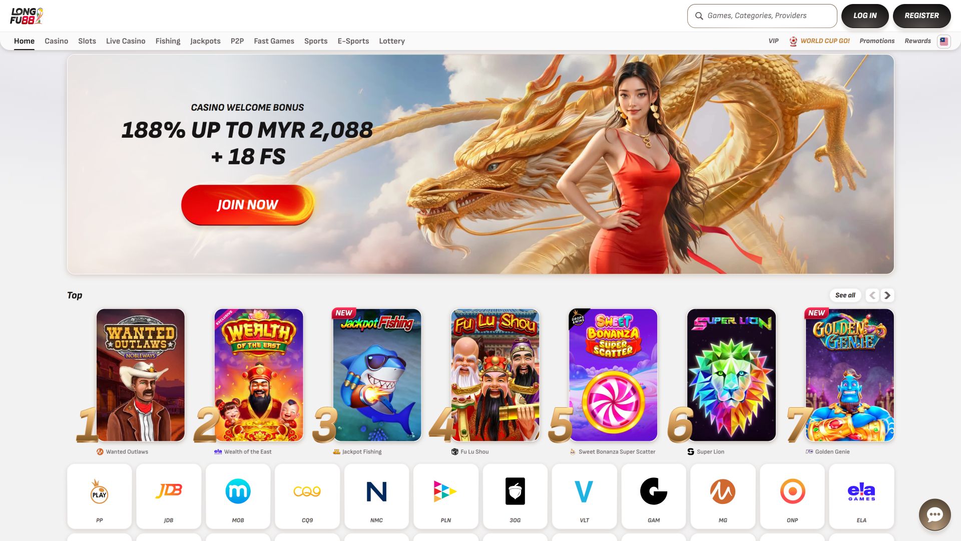 LongFu88 Casino Desktop Homepage