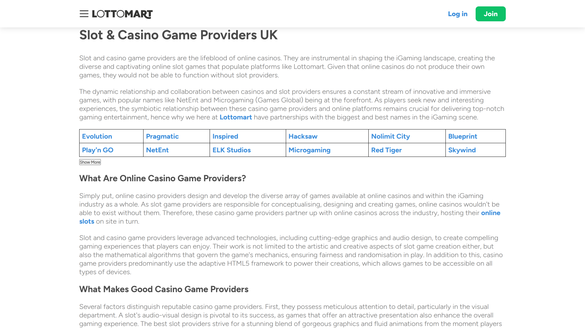 Lottomart Casino Desktop Game Developers 