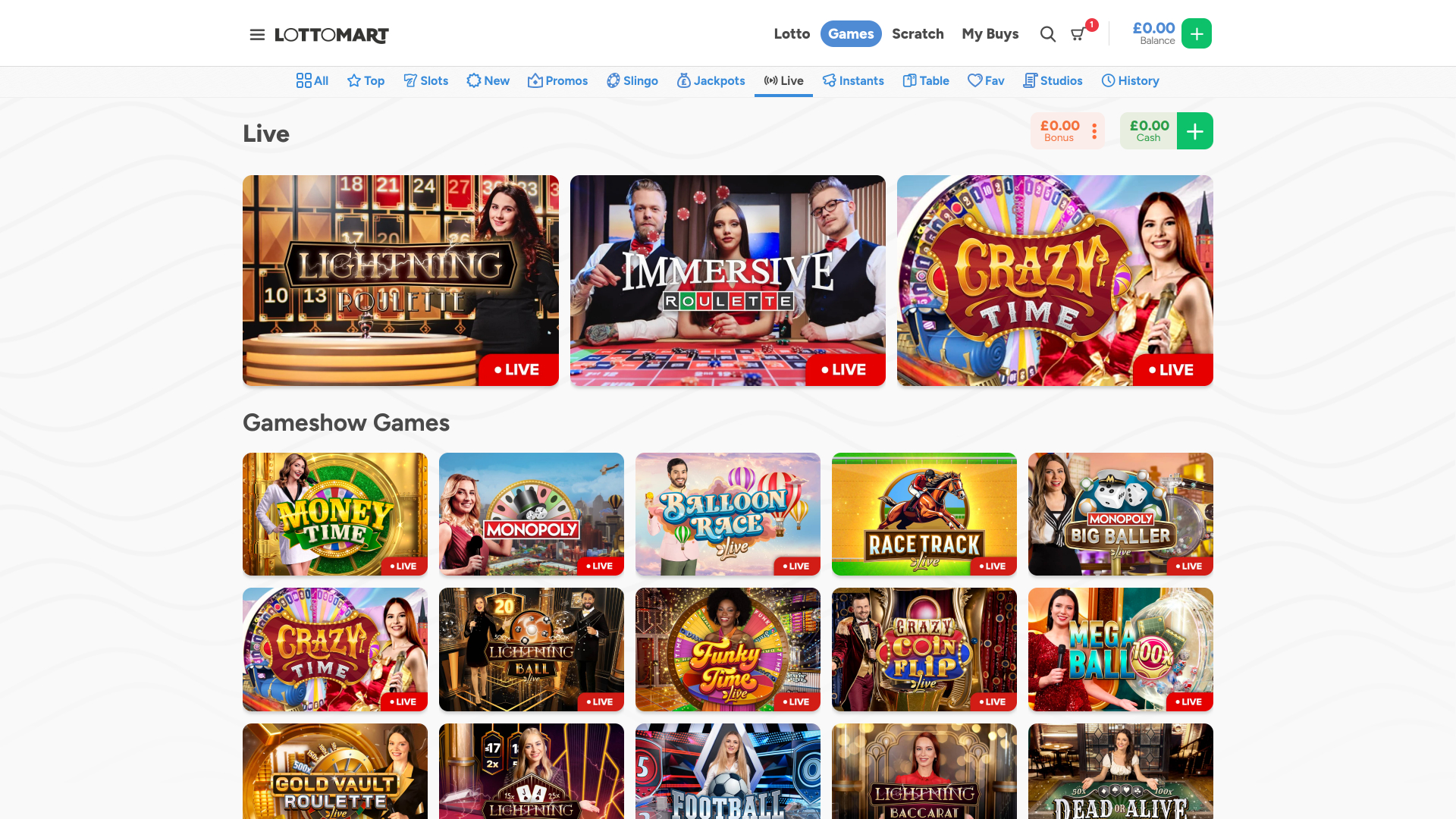 Lottomart Casino Desktop Live Dealer