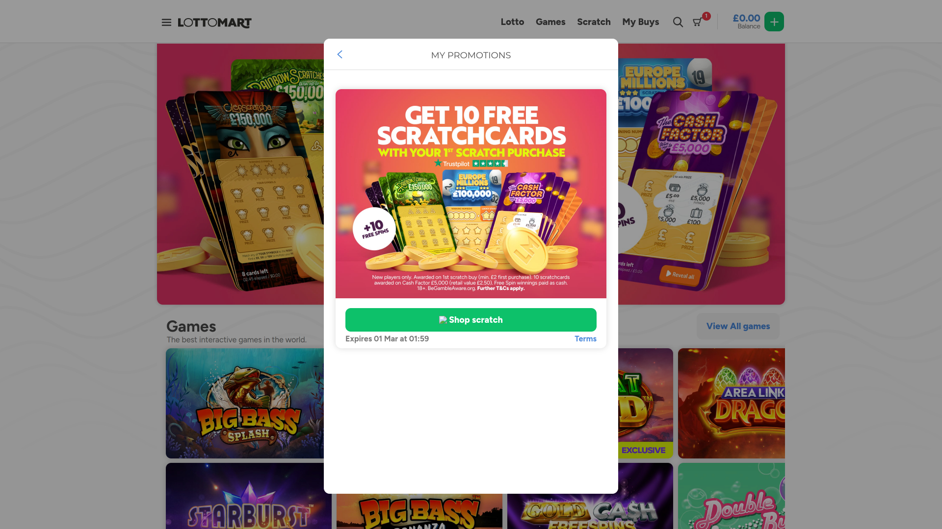 Lottomart Casino Desktop Promotions