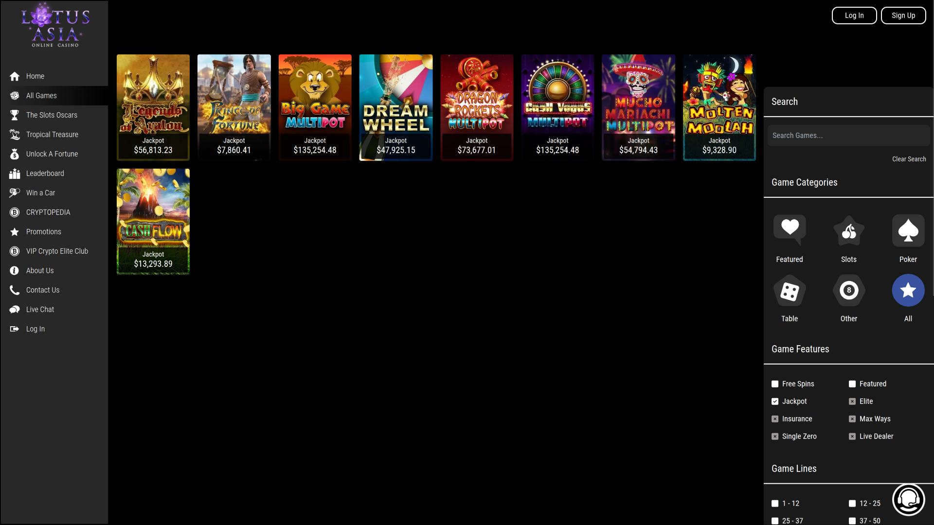 Lotus Asia Casino Desktop Jackpot