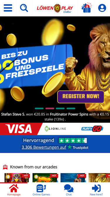 Lowen Play Mobile Homepage