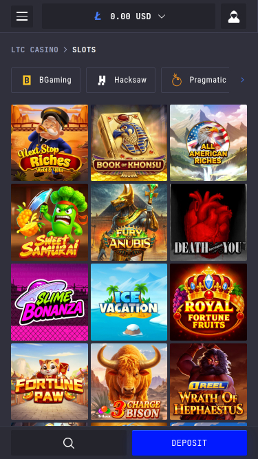 LTC Casino Mobile Games