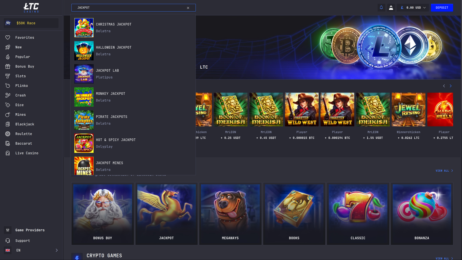 LTC Casino Desktop Jackpot