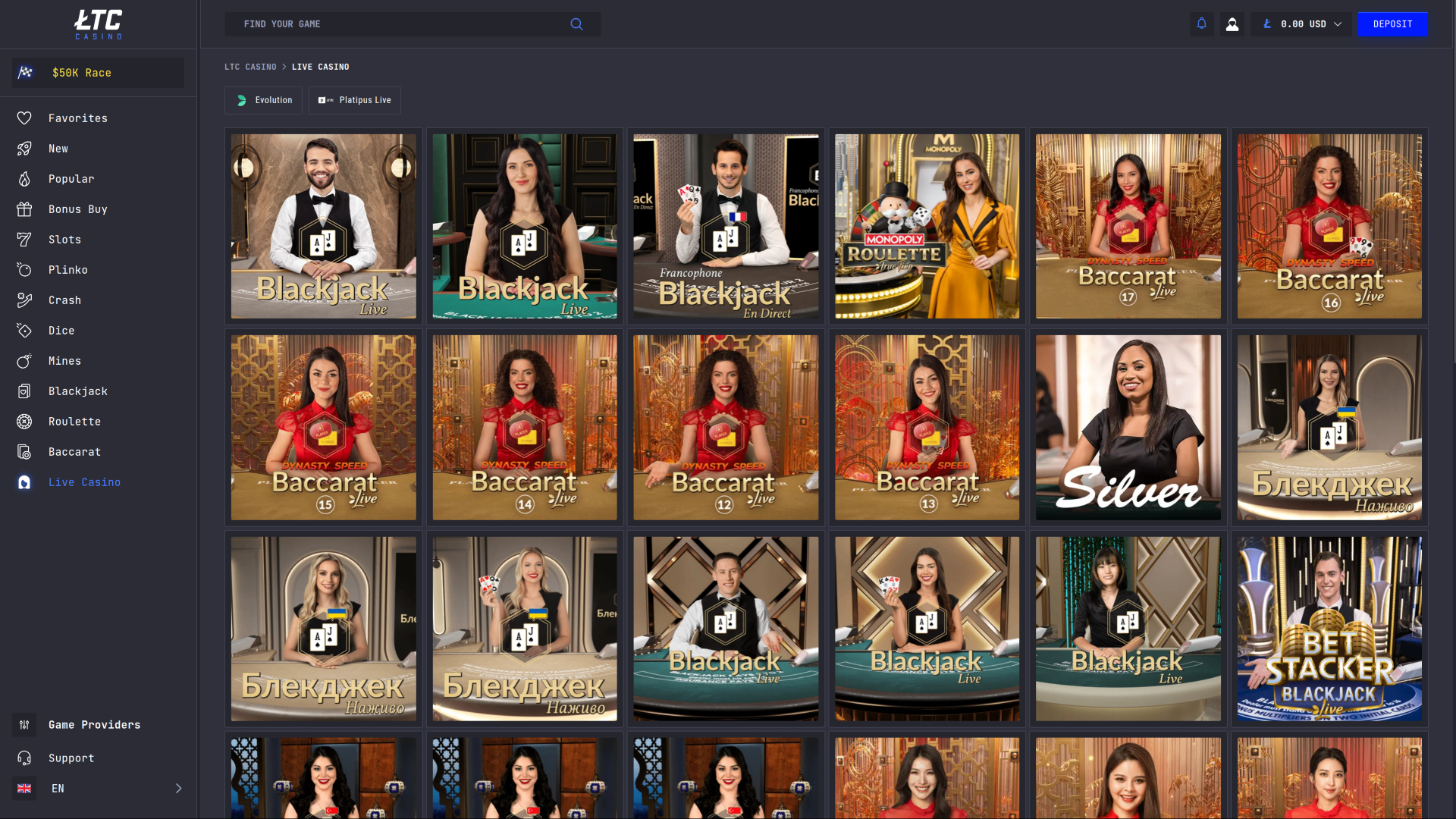 LTC Casino Desktop Live Dealer