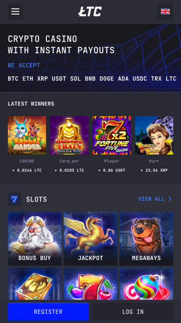 LTC Casino Mobile Homepage