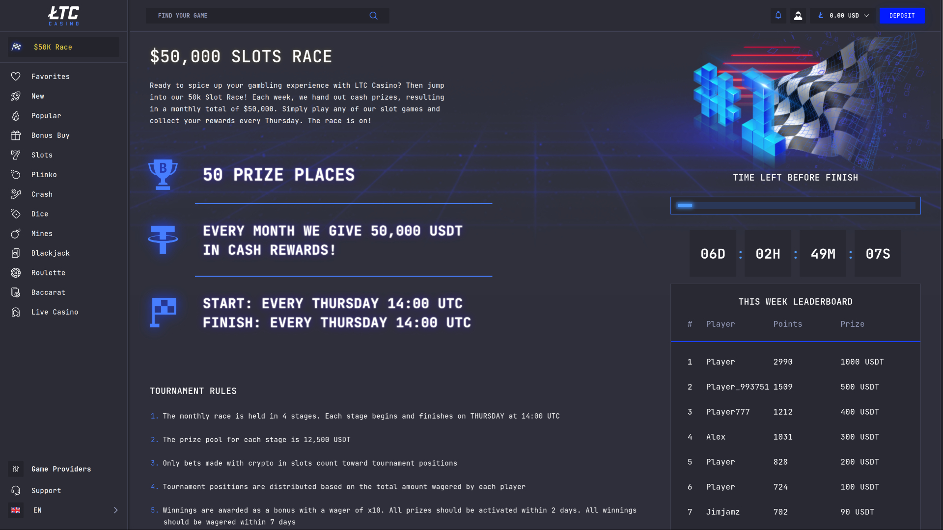 LTC Casino Desktop Tournaments