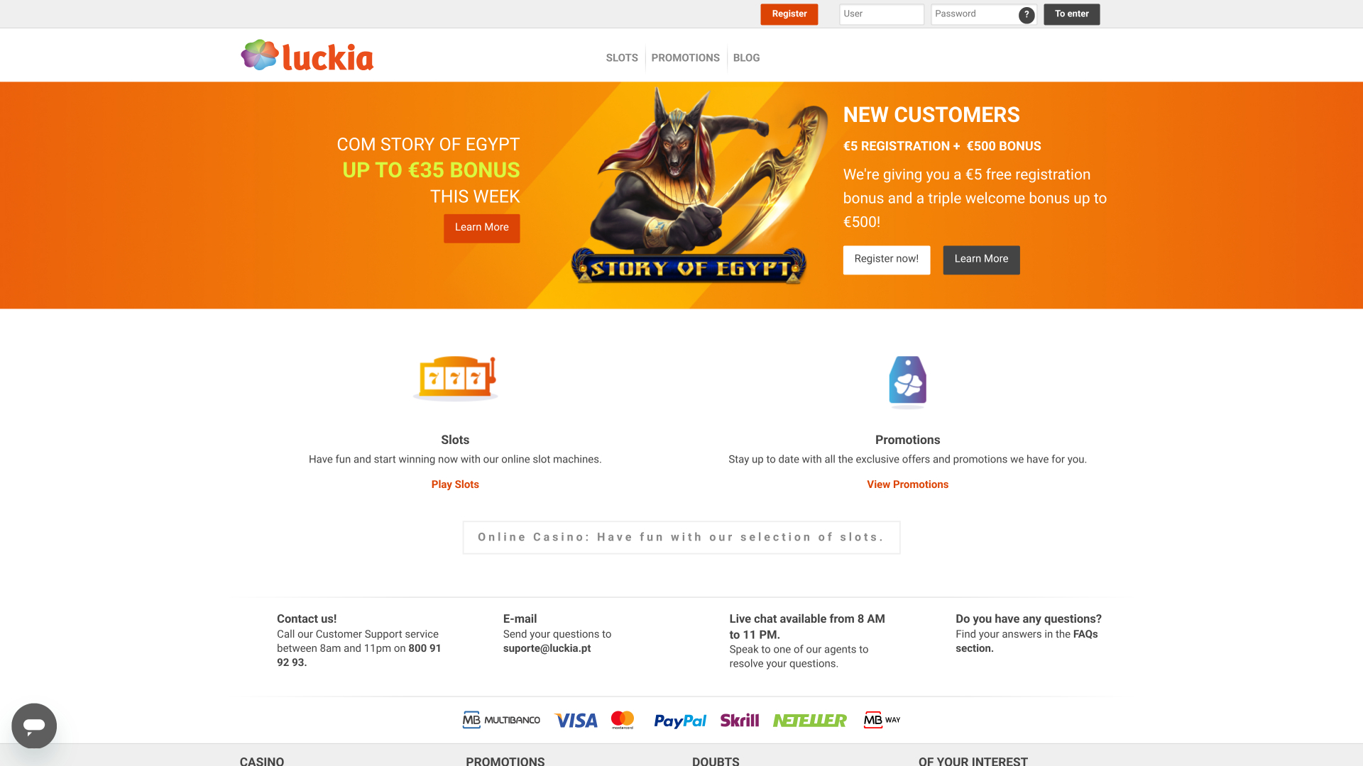 Luckia Casino Desktop Homepage