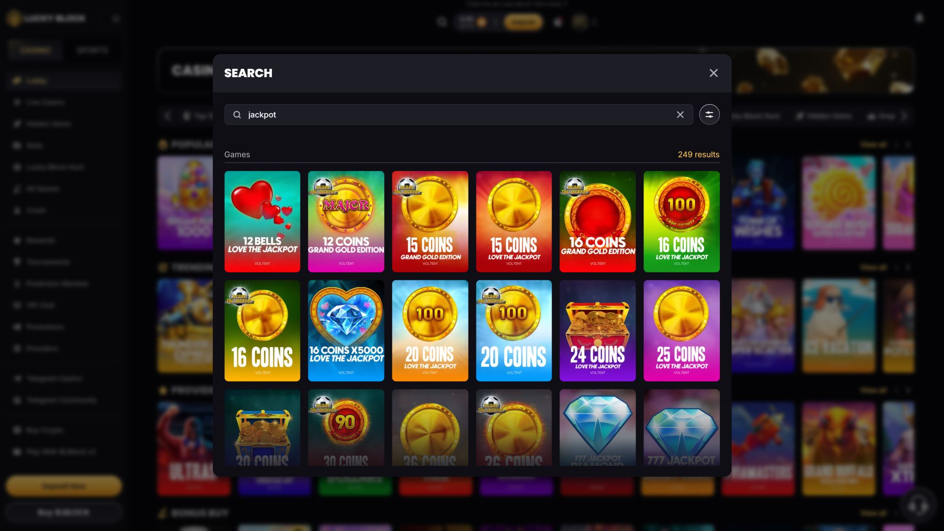 Lucky Block Casino Desktop Jackpot