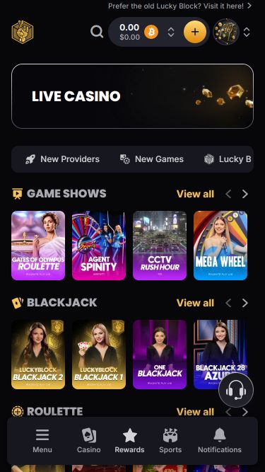 Lucky Block Casino Mobile Live Dealer