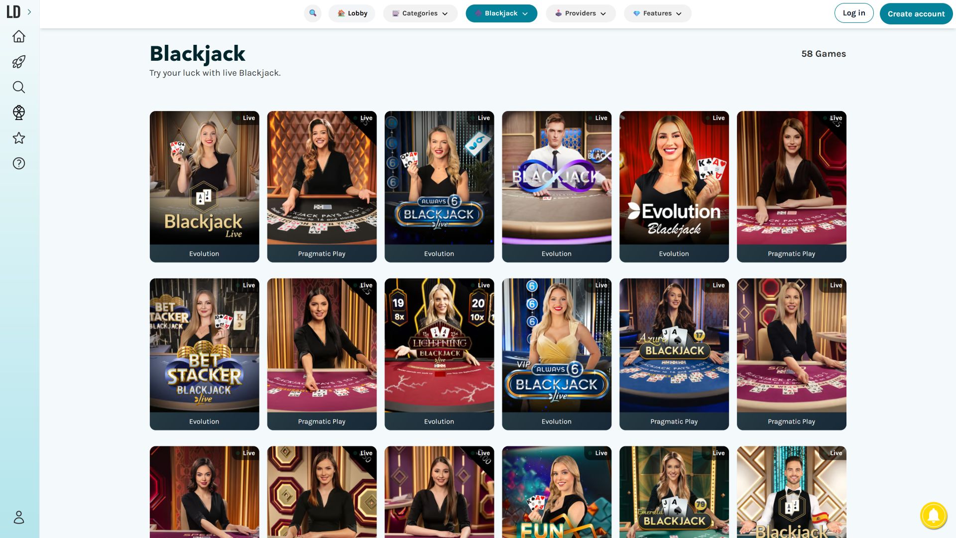 Lucky Days Casino Desktop Live Dealer