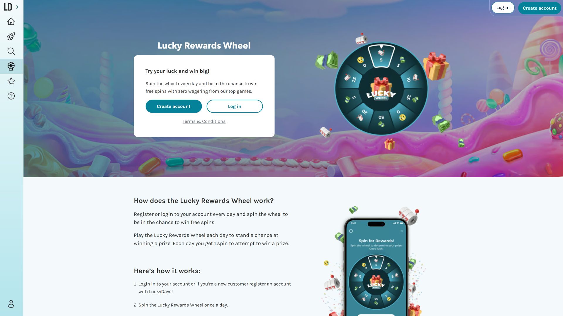  Lucky Days Casino Desktop Rewards Wheel