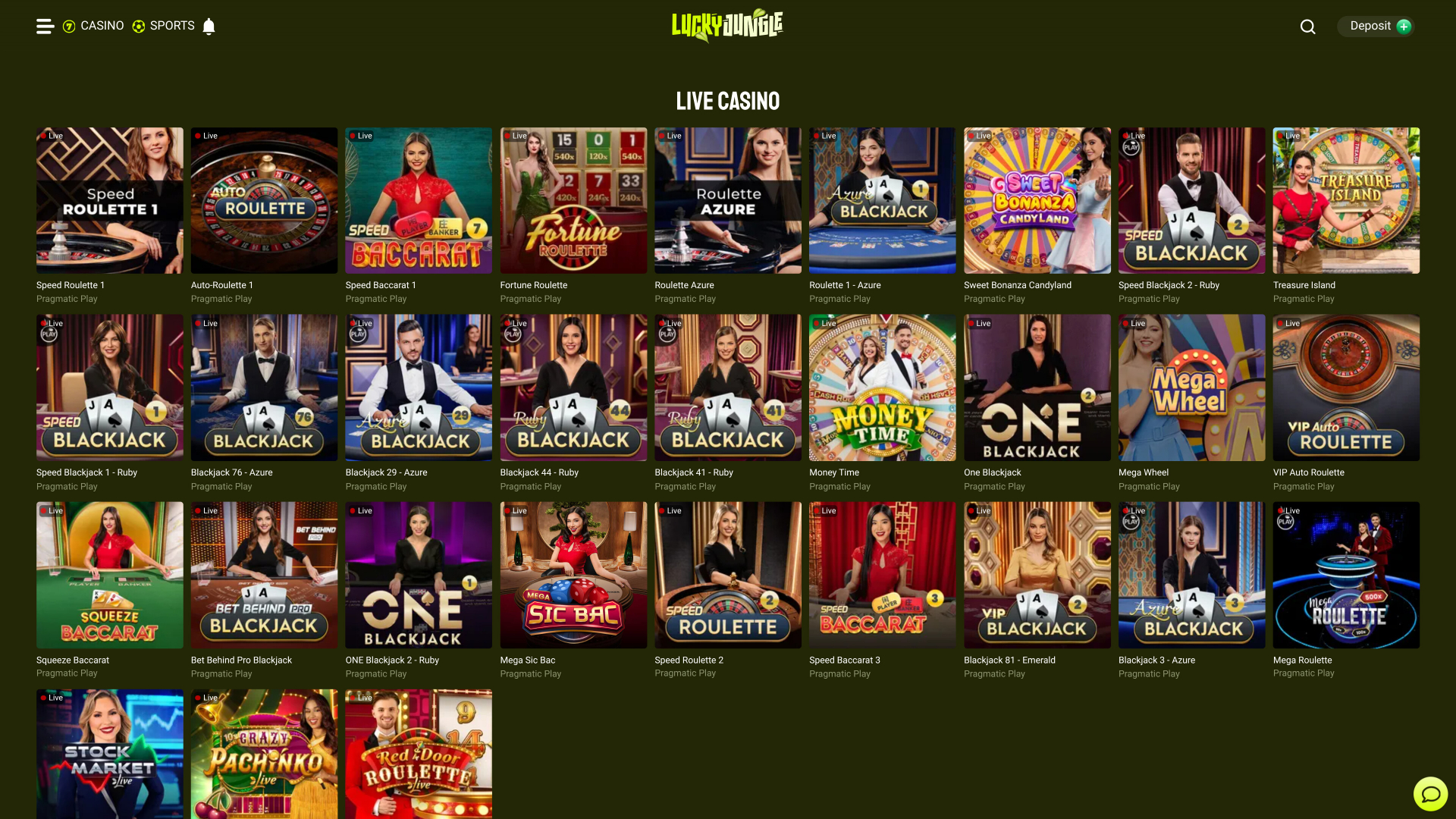 Lucky Jungle Desktop Live Dealer