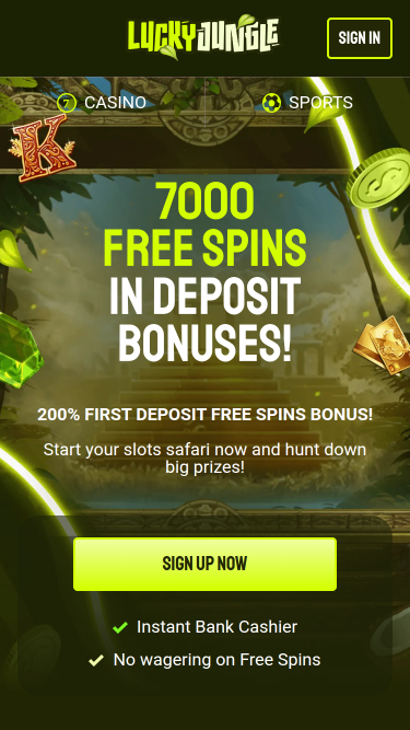 Lucky Jungle Mobile Homepage