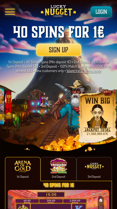 Lucky Nugget Casino Mobile Homepage