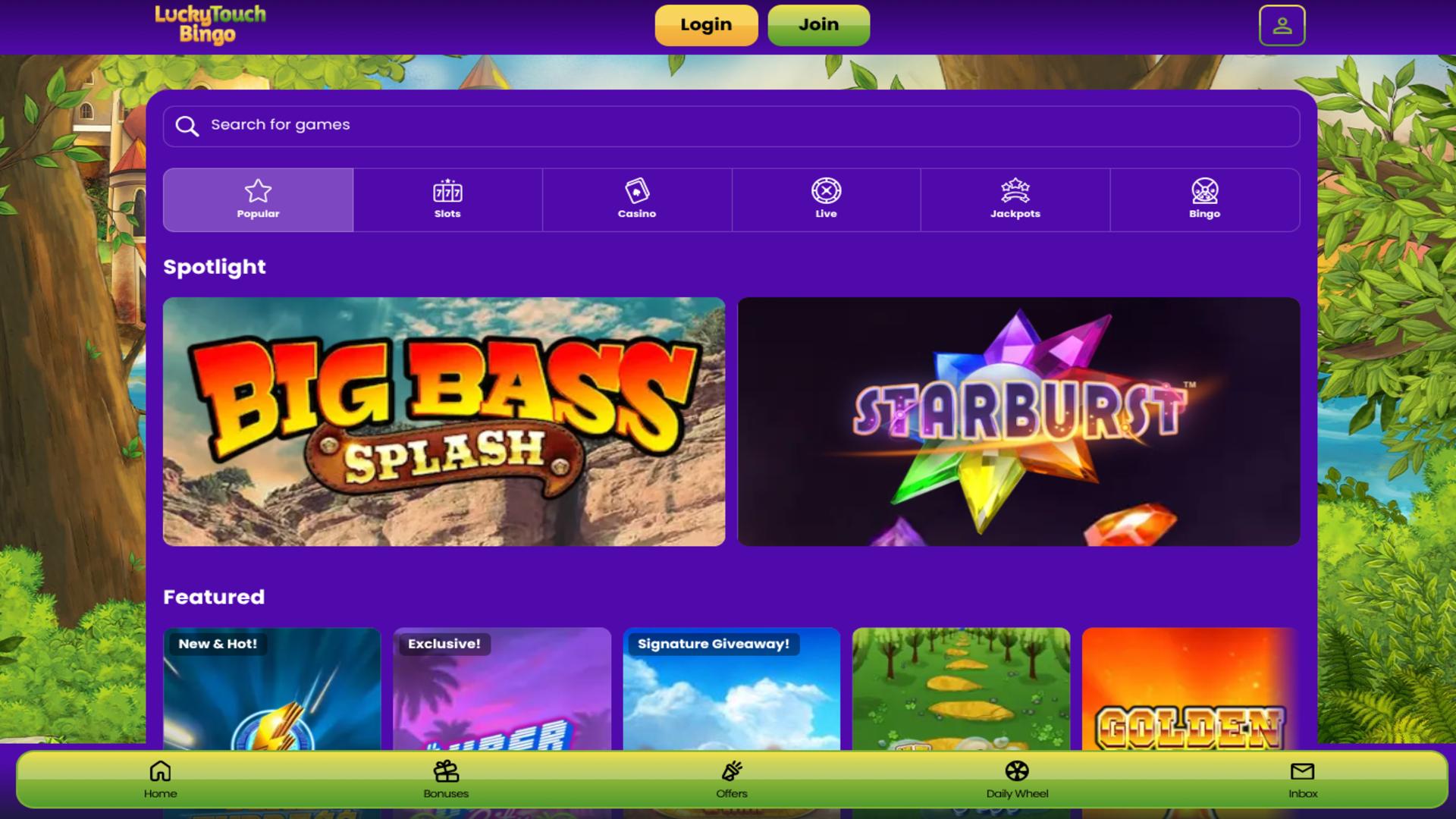 Lucky Touch Bingo Desktop Games