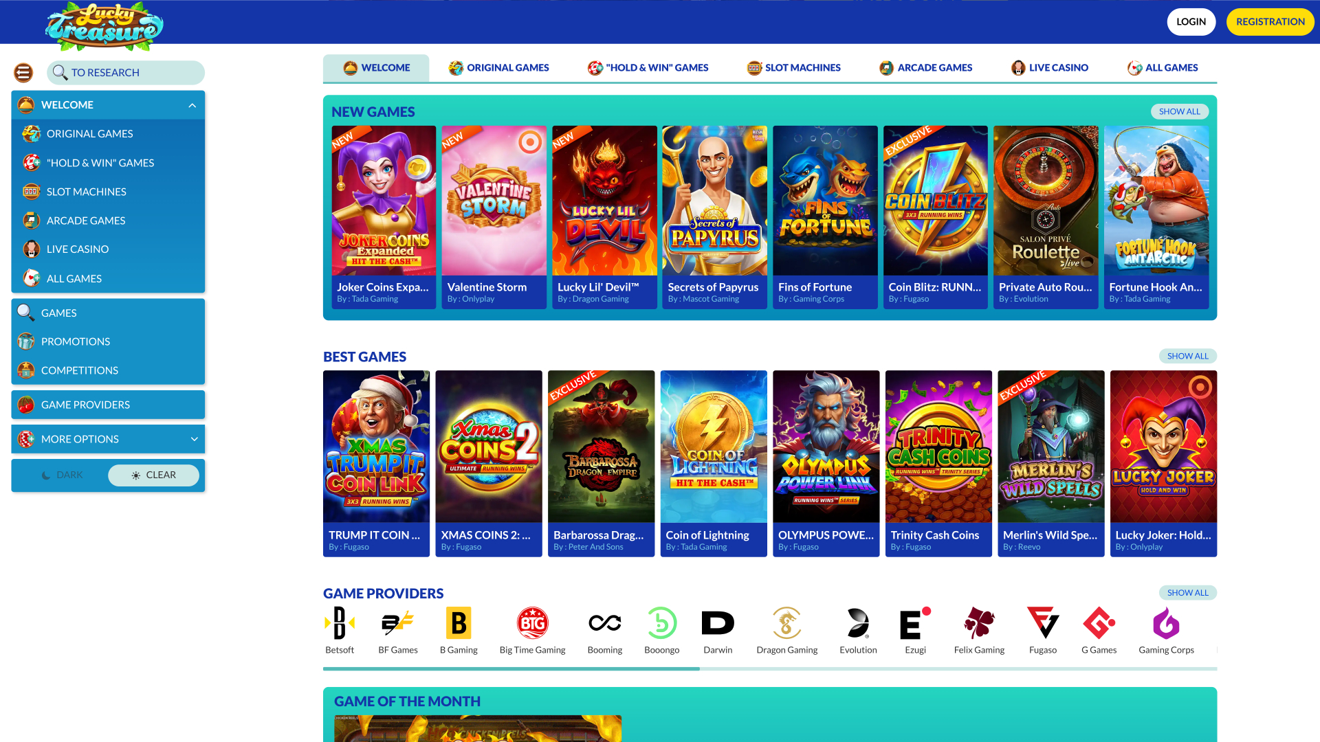 Lucky Treasure Casino Desktop Games