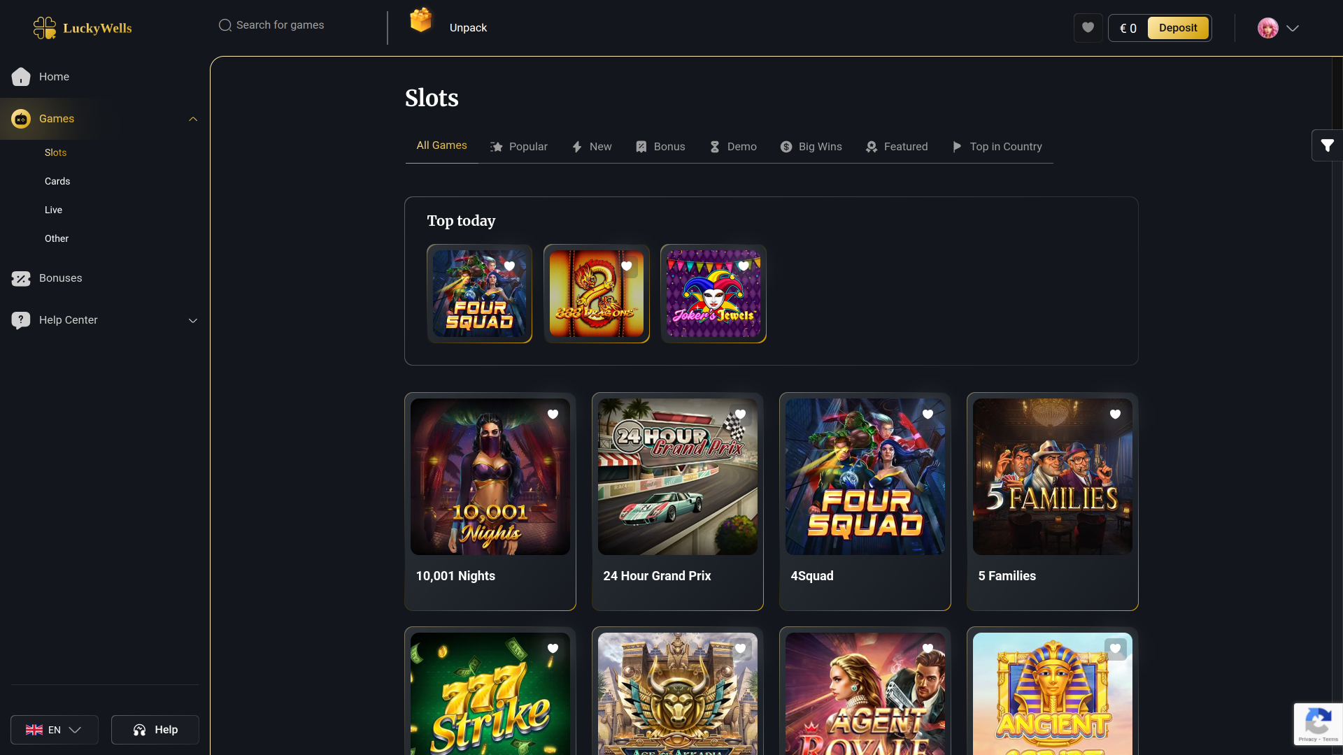 Lucky Wells Casino Desktop Games