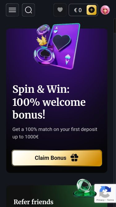 Lucky Wells Casino Mobile Homepage