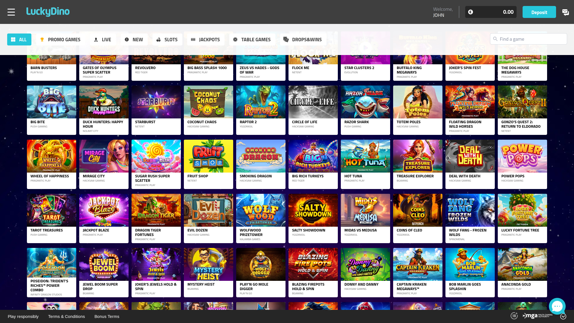 Luckydino Casino Desktop Games