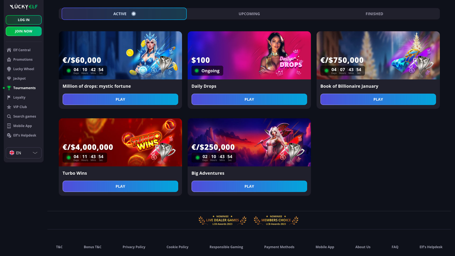 Luckyelf Casino Desktop Tournaments