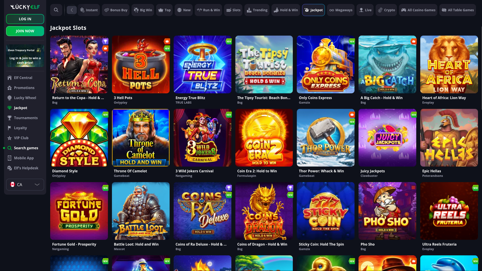Luckyelf Casino Desktop Jackpot