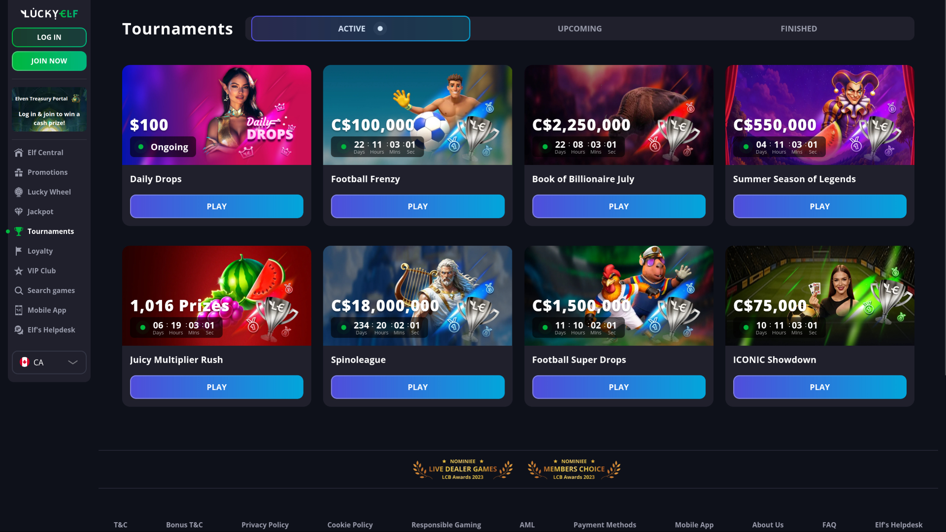 Luckyelf Casino Desktop Tournaments