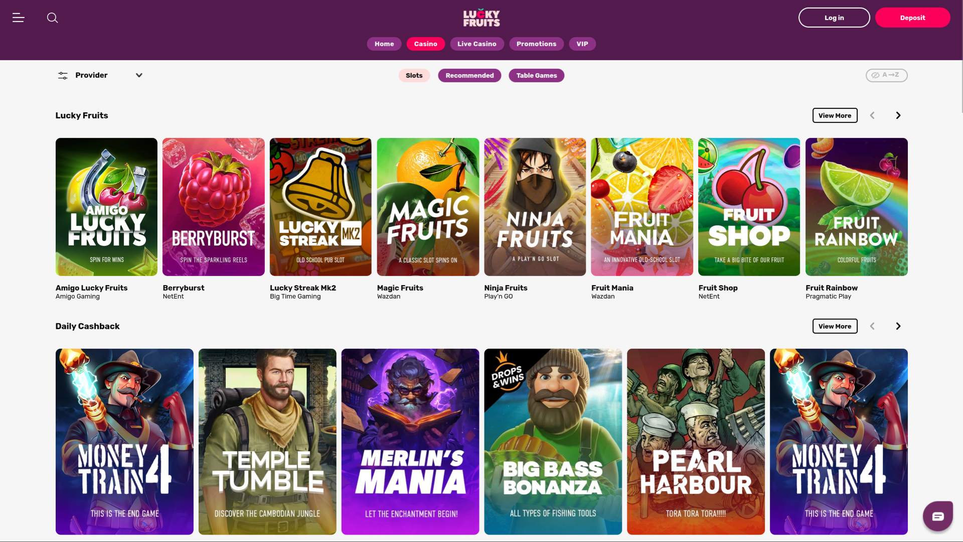 LuckyFruits Casino Desktop Games