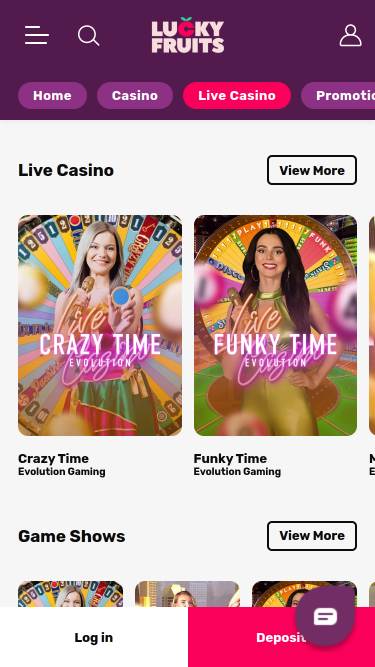 LuckyFruits Casino Mobile Live Dealer