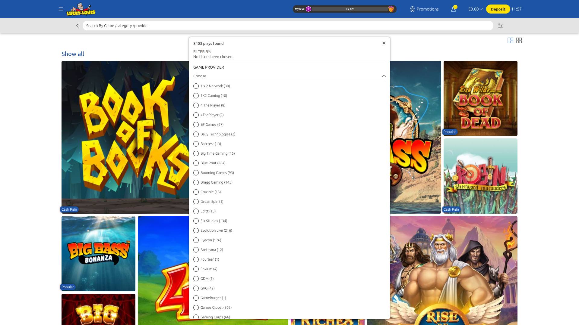 LuckyLouis Casino Desktop-Spielentwickler